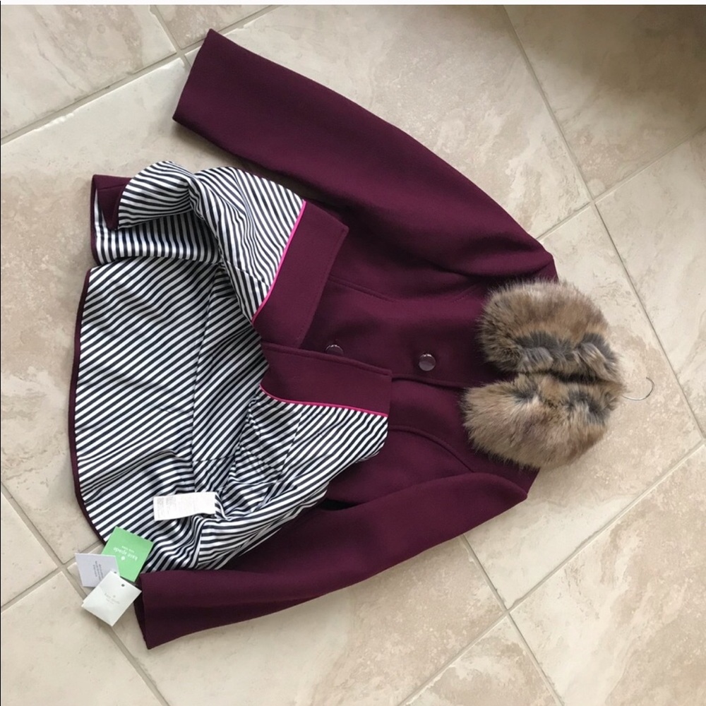 Kate spade wool coat with faux fur collar brand new with tag - Picture 7 of 8